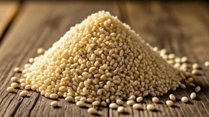 Canvas Print -  Natural beauty in simplicity  A pile of sesame seeds on a wooden surface