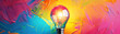 Bright idea in progress, teamwork illustration, concept of innovation, colorful , advertise photo