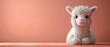 Endearing cartoon alpaca in 3D, soft pastel peach backdrop, bright and lively color scheme
