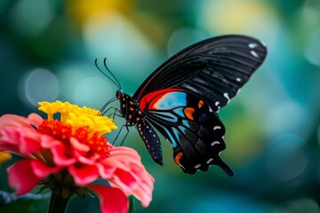 Sticker - Alluring Butterfly flower. Spring nature beauty. Generate Ai