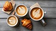  Deliciously crafted coffee and croissants ready to enjoy