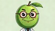  A cheerful anthropomorphic fruit character with a big smile and glasses