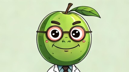 Wall Mural -  A cheerful anthropomorphic fruit character with a big smile and glasses