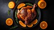  Delicious roasted chicken with orange slices and herbs