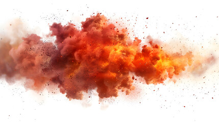 Wall Mural - Explosion border isolated on White background ,A large explosion with flames and smoke isolated against a white background ,Explosive Artistry in Motion

