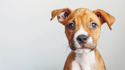 Studio portrait of a cute puppy dog.