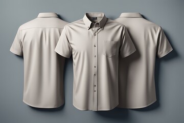 Wall Mural -  Blank collared shirt mockup design, front, side and back views, tee design presentation for print, 3d rendering, 3d illustration 