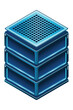Isometric futuristic server. Isometric database or data center. Abstract blockchain. Computer storage. Cloud storage. Vector illustration