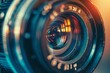 Vintage camera shooting through a cybersecurity lens, capturing moments safe from prying eyes