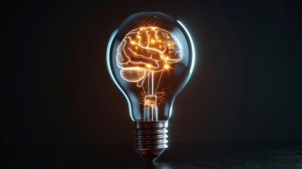 Wall Mural - Creativity and Design: A 3D vector illustration of a lightbulb with a brain inside