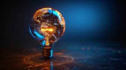 Wall Mural - Creativity and Design: A 3D vector illustration of a lightbulb with a globe inside