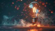 Inspiration and Motivation: A 3D vector illustration of a lightbulb with a rocket engine