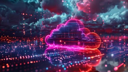 3D rendering of Digital generated image of data cloud server.