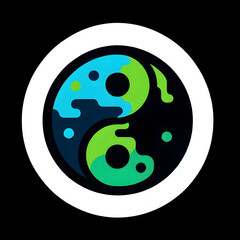 Yin yang symbol with an earth-inspired design, representing balance with nature