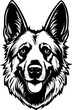 German Shepherd - Black and White Isolated Icon - Vector illustration