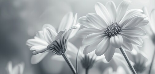 Wall Mural - A serene close-up shot of color flowers, perfect for ample copy space