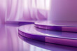 An elegant 3D scene with a purple platform in the center, with a curved, organic shape with a satin finish, keep the background clean with a soft, blurred effect to enhance the elegance of the scene.