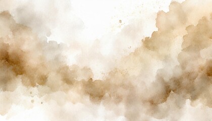 Wall Mural - Artistic brown and beige sepia watercolor background with abstract cloudy sky concept. Grunge abstract paint splash artwork illustration. Beautiful abstract fog cloudscape wallpaper.