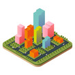 Vector ilustración isométrica de ciudad o concepto de paisaje. Rascacielos.