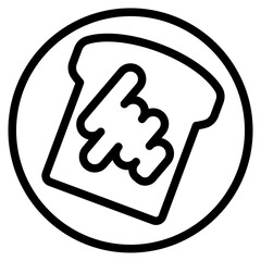 Sticker - Bread with butter icon. Slice of buttered bread