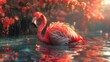 Majestic flamingo in sunset-lit waters
