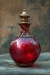 Red magic potion bottle with bronze-colored metal embellishments