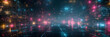 Abstrakter futuristischer Hintergrund in bunten irisierenden leuchtenden Neon Farben und Chrom für Webdesign und Druckvorlage, ai generativ
