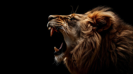 Portrait of a roaring lion - Isolated, no background