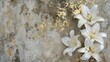 Elegant white lilies over gold-speckled gray backdrop
