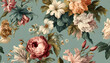 © DesignBee - Beautiful fantasy vintage wallpaper botanical flower bunch,vintage motif for floral print digital background
