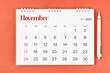 November 2024 Monthly desk calendar for 2024 year and pen