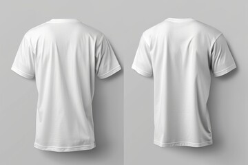 Wall Mural - White cotton t-shirt front and back mockup on white background with copy blank space