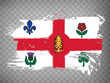 Flag of Montreal brush strokes. Waving Flag Montreal city  Canadian province of Quebec on transparent background for your web site design, app, UI.  EPS10.