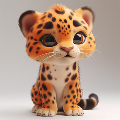 Wall Mural - A cute and happy baby leopard 3d illustration