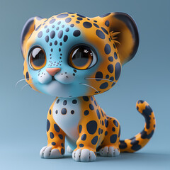 Wall Mural - A cute and happy baby leopard 3d illustration