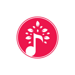 Canvas Print - Music tree logo design. Music and eco symbol or icon. music note icon combine with tree shape icon	