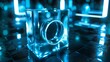 © Chingiz - A 3D artistic rendering of a glowing blue glass cube and circle