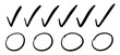 Hand-Drawn Check Marks and Circles Set