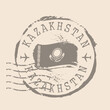 Stamp Postal of  Kazakhstan. Map Silhouette rubber Seal.  Design Retro Travel. Seal Flag of  Kazakhstan grunge  for your design.  EPS10