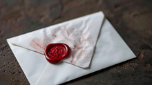 A Crisp White Envelope Sealed With A Red Wax Stamp, Holding Secrets And Surprises Within.