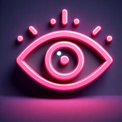 Glowing Pink Icon of an Eye