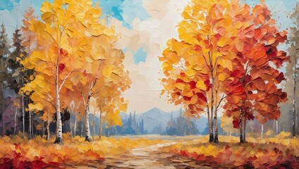 Poster - autumn trees in the park