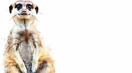 Wall Mural -  Meerkat standing, on hind legs, front paws on ground