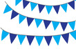 Blue Bunting Banner - Shades of blue bunting banner hung on gray string