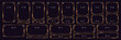 © yatsan lee - set gold line frames of rectangular shape, thin luxury borders in art deco steampunk style for textbox, app, web