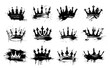 © ksania - Grunge-style crowns with ink splatters. Set of vector black crown silhouettes with paint splashes and blots