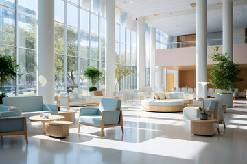 Wall Mural - Interior shot of a modern lobby showcase.