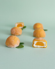 Wall Mural - A popular Japanese dessert made from rice flour and cream filling - mochi