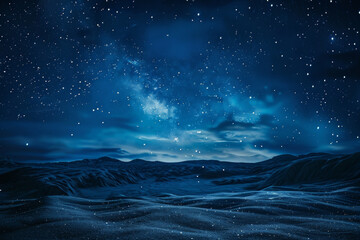 Wall Mural - A starry night sky with a blue background. The sky is filled with stars and the moon is visible