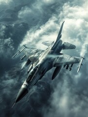 Wall Mural - US Air Force military aircraft, fighter, F 16 aircraft with pilot, participates in war and special military operation, participates in air battle